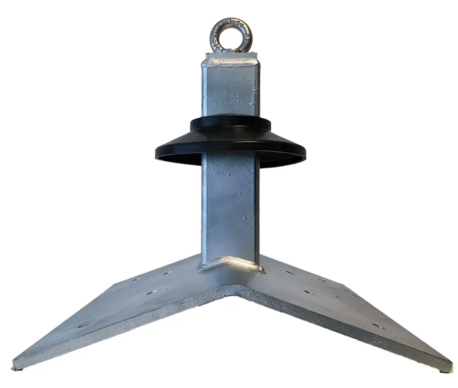 Anchor post with a base plate for roof ridges 350 x 370 mm