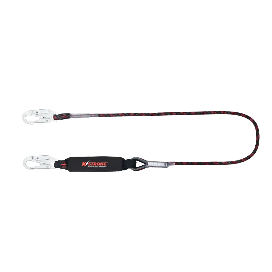 Elite Sharp Edge Kernmantle Rope Energy Absorbing Lanyard c/w Steel Snap Hooks