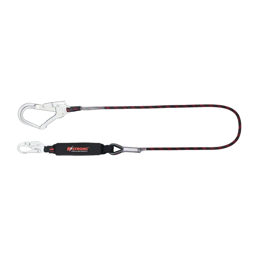 Elite Sharp Edge Kernmantle Rope Energy Absorbing Lanyard c/w Steel Snap & Scaffold Hooks