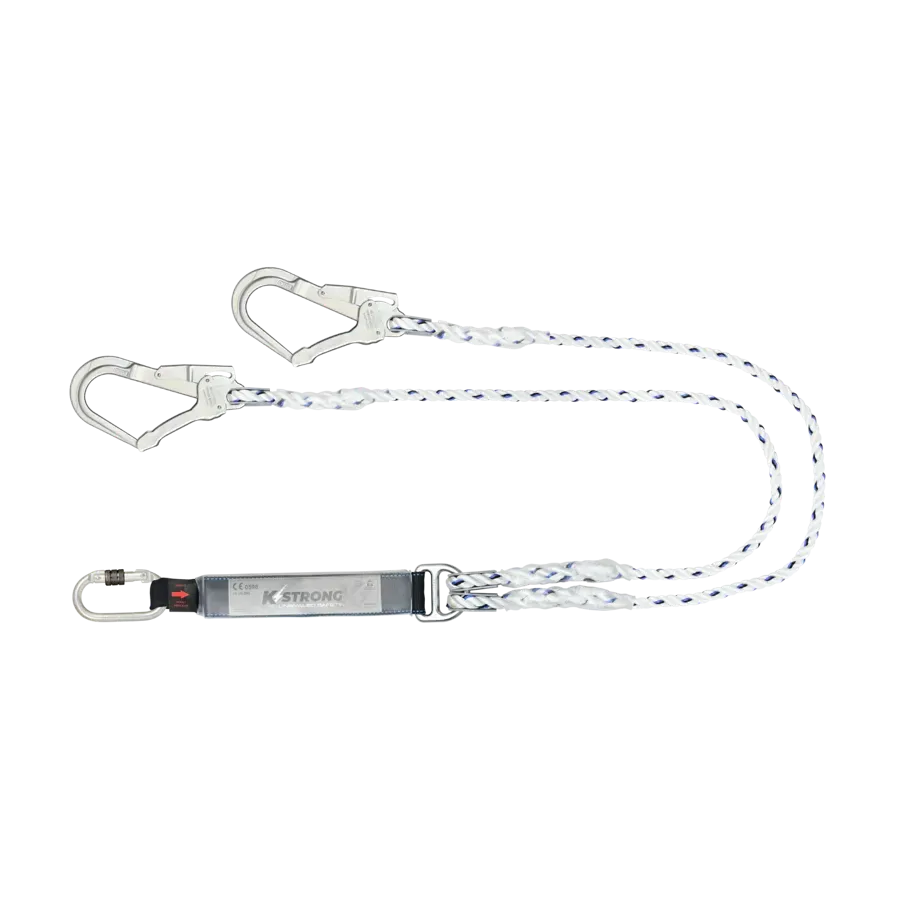 Essential Shock Absorbing Twisted Rope Lanyard with Steel Scaffold Hook and Karabiner (AFL403611)