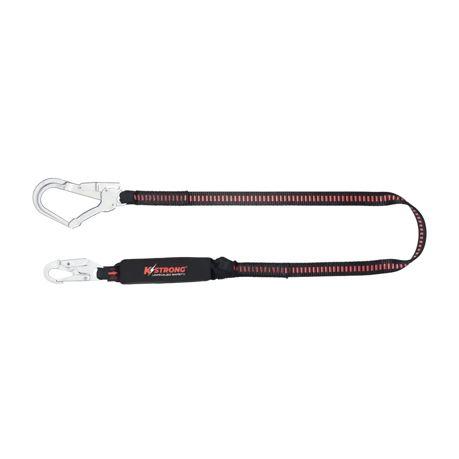 Elite Shock Absorbing Lanyard Webbing with Steel Scaffold and Steel Snap Hook