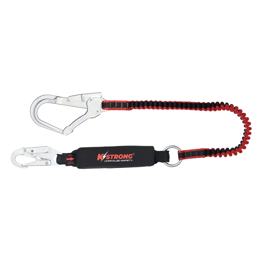 Elite Shock Absorbing Elasticated Webbing Lanyard with Snap & Scaffold Hooks