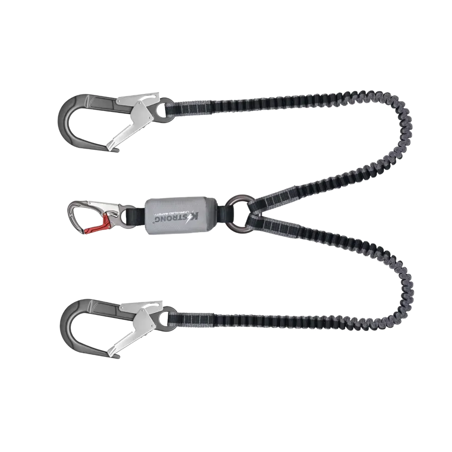 Epic Shock Absorbing Elasticated Double Leg Lanyard with Aluminum Snap Hooks & Scaffold Hooks
