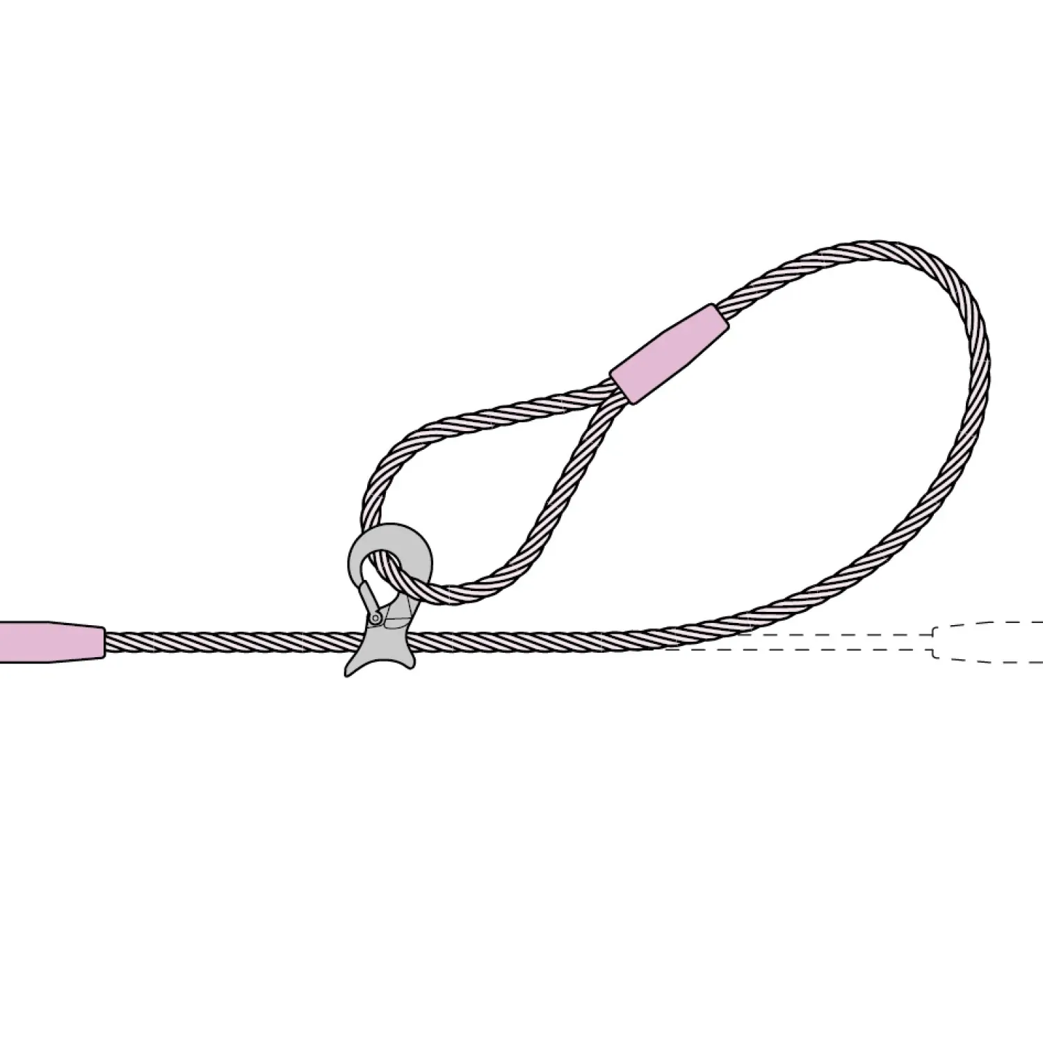 Choker on both ends loop without thimble compressed