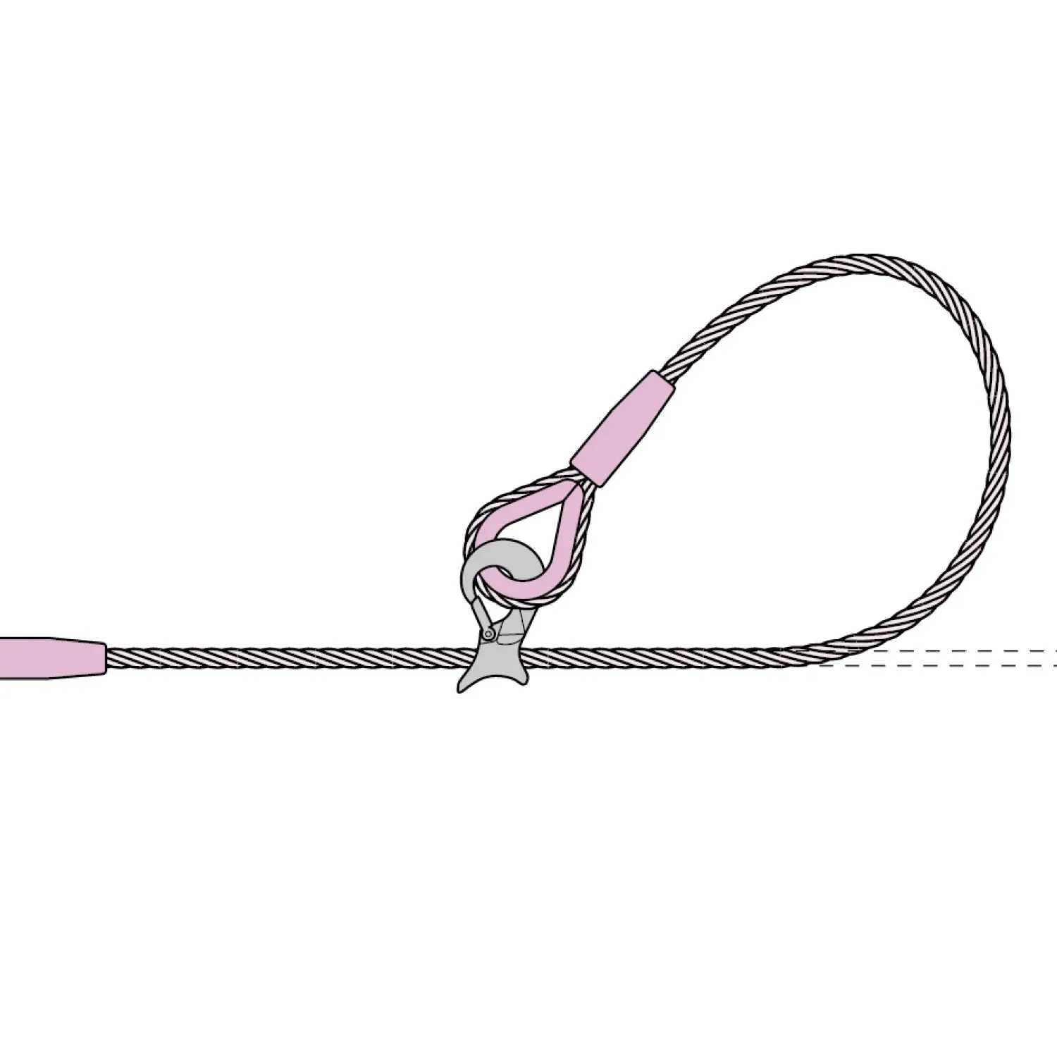 Choker on one end big loop, on the other endloop with thimble compressed