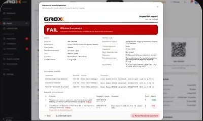 Time-stamped inspection report in Groxx ASMA
