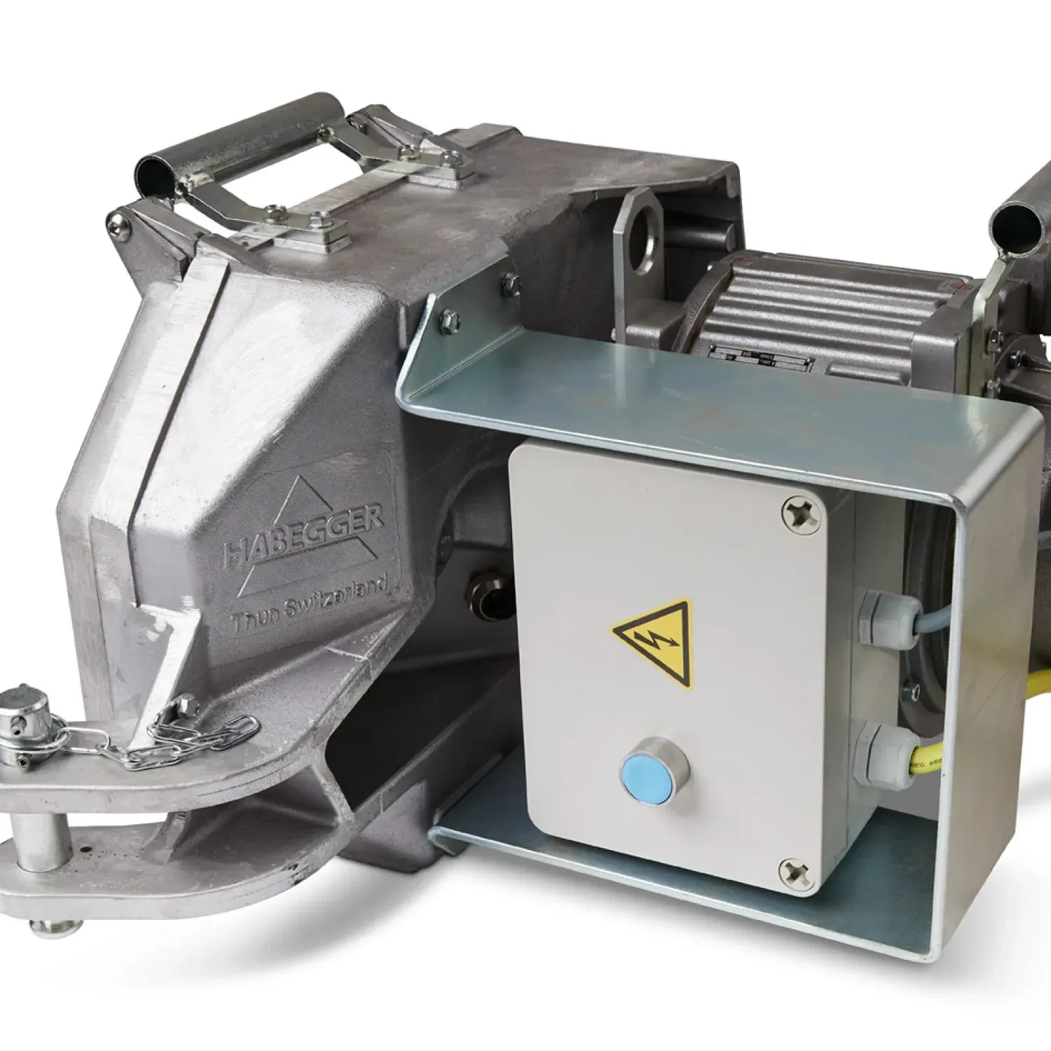 Habegger HIT-TRAC 16E electric motorized rope hoist, with control box guard