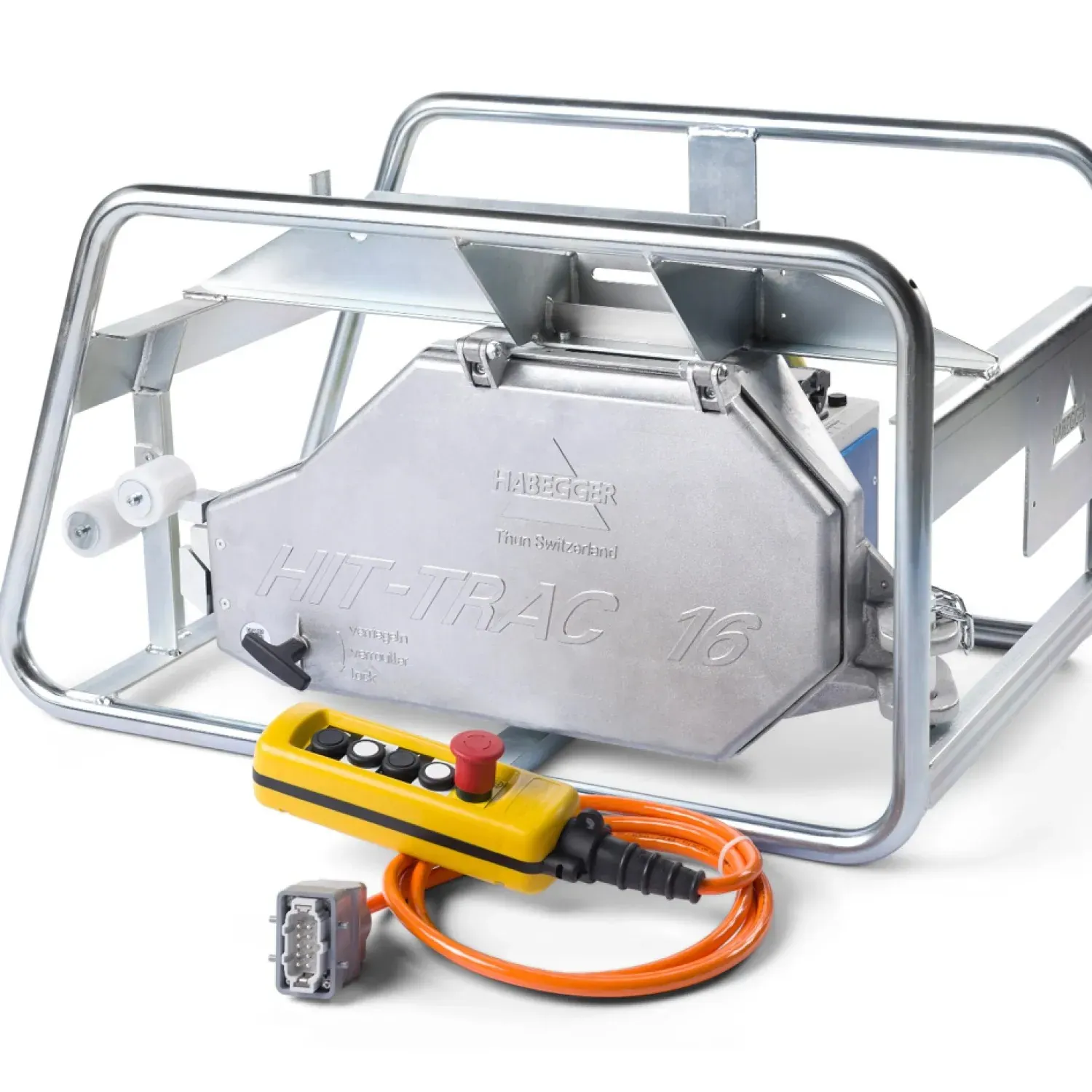 Habegger HIT-TRAC 16E neo electric motorized rope hoist in tube frame