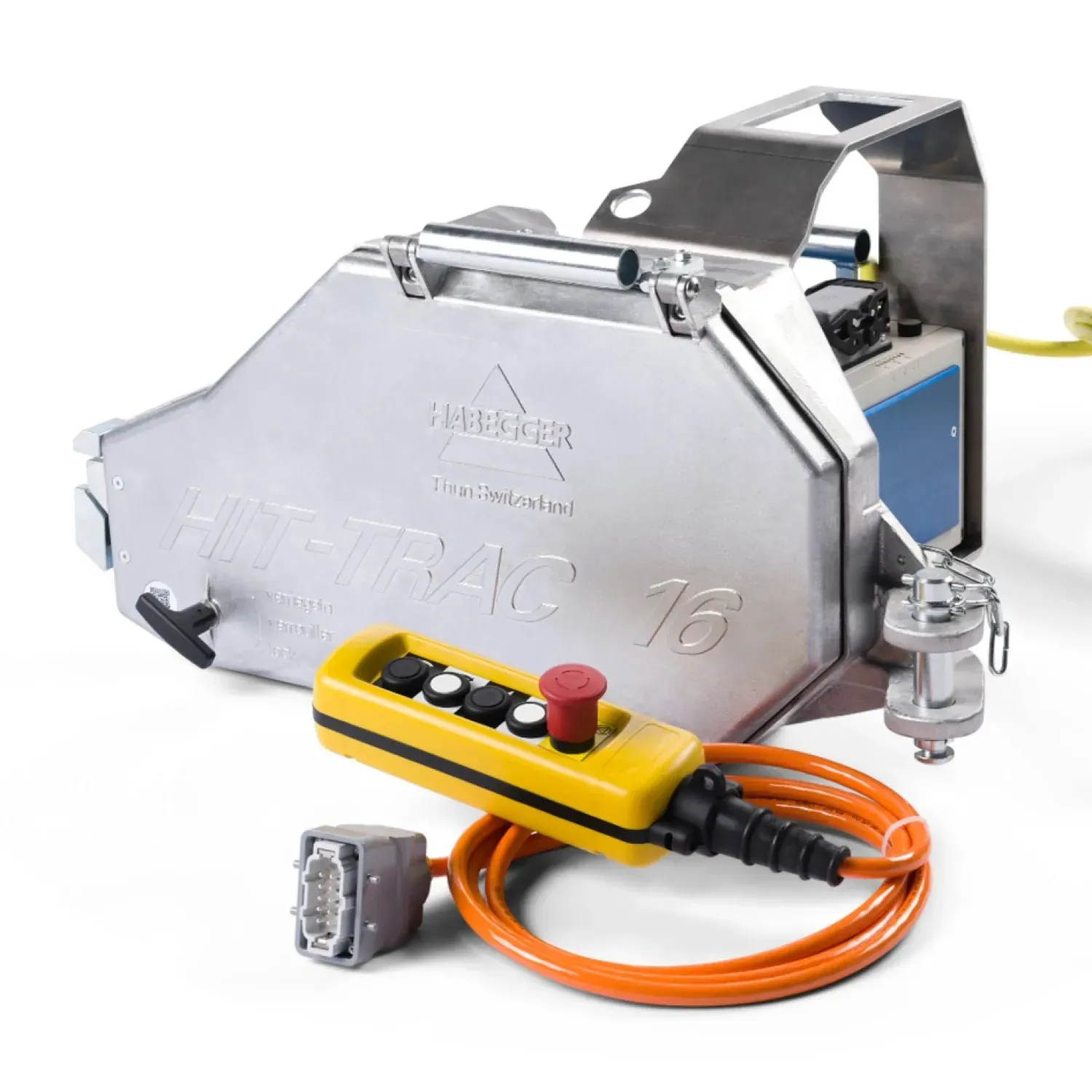 Habegger HIT-TRAC 16E neo electric motorized rope hoist, with control box guard