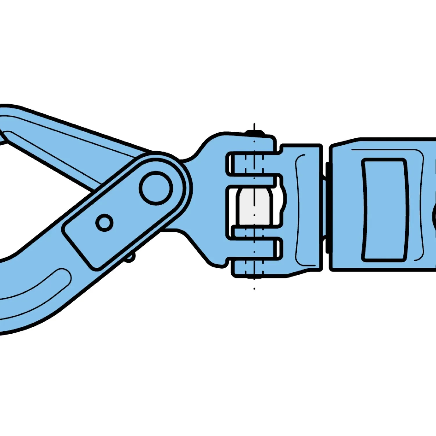 Insulated swivel with half cupling link and self locking hook
