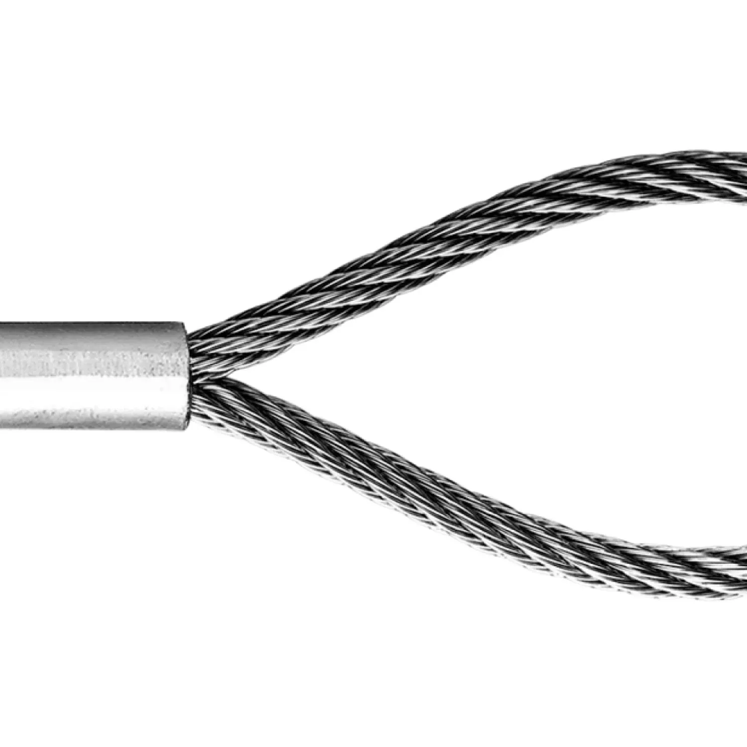 Loop with aluminium sleeve swaged without thimble