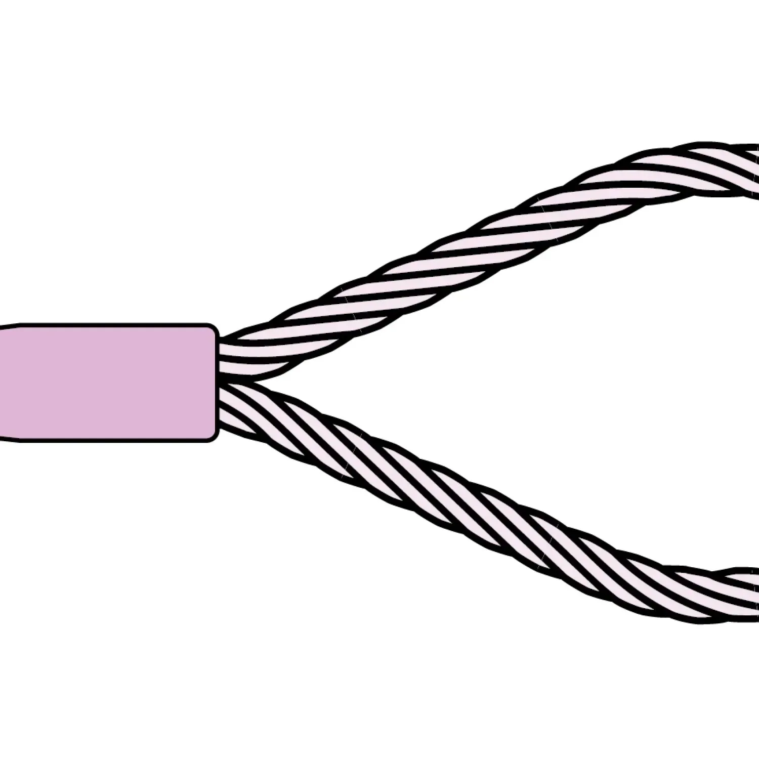Loop with copper sleeve swaged without thimble