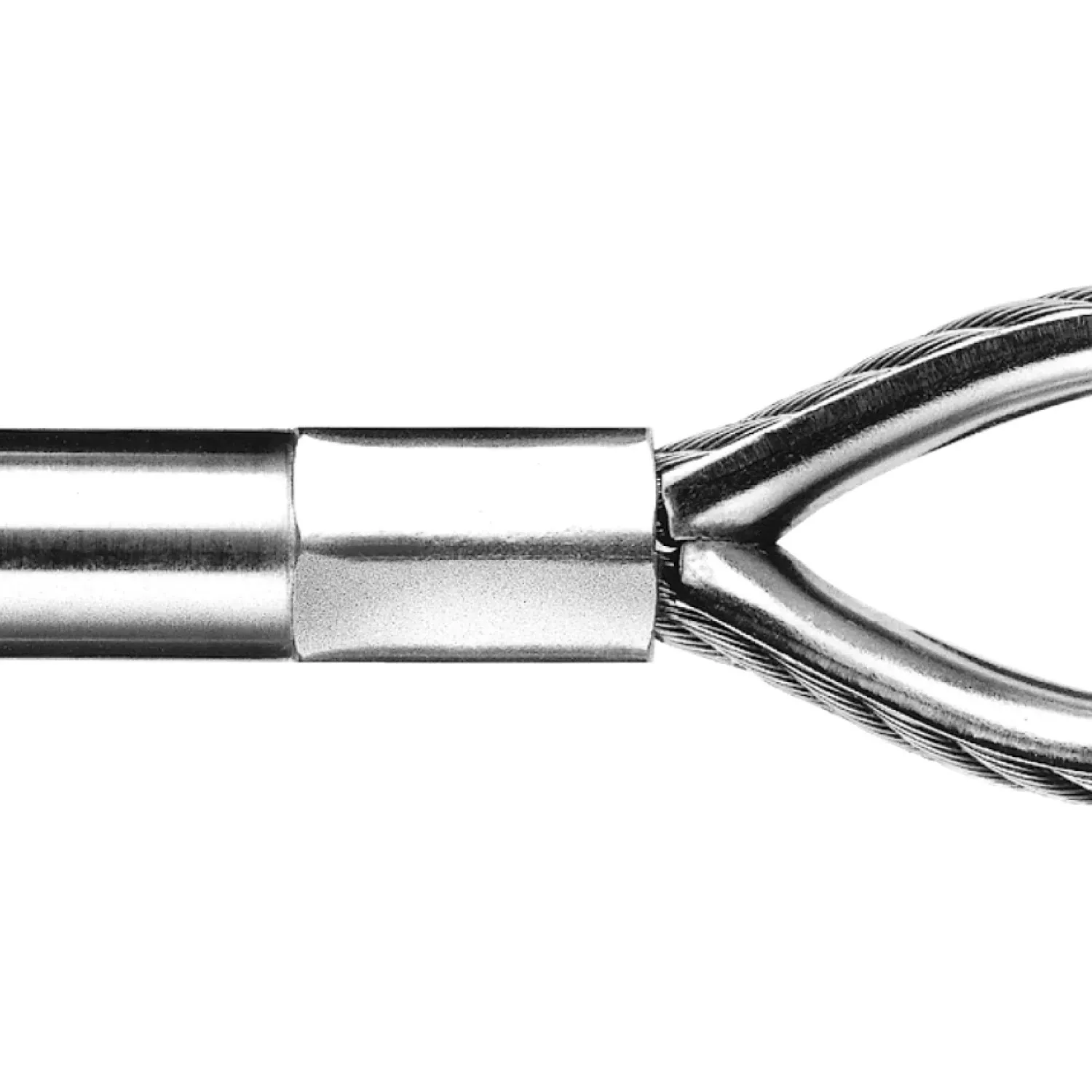 Loop with internal thread right-hand compressed with thimble