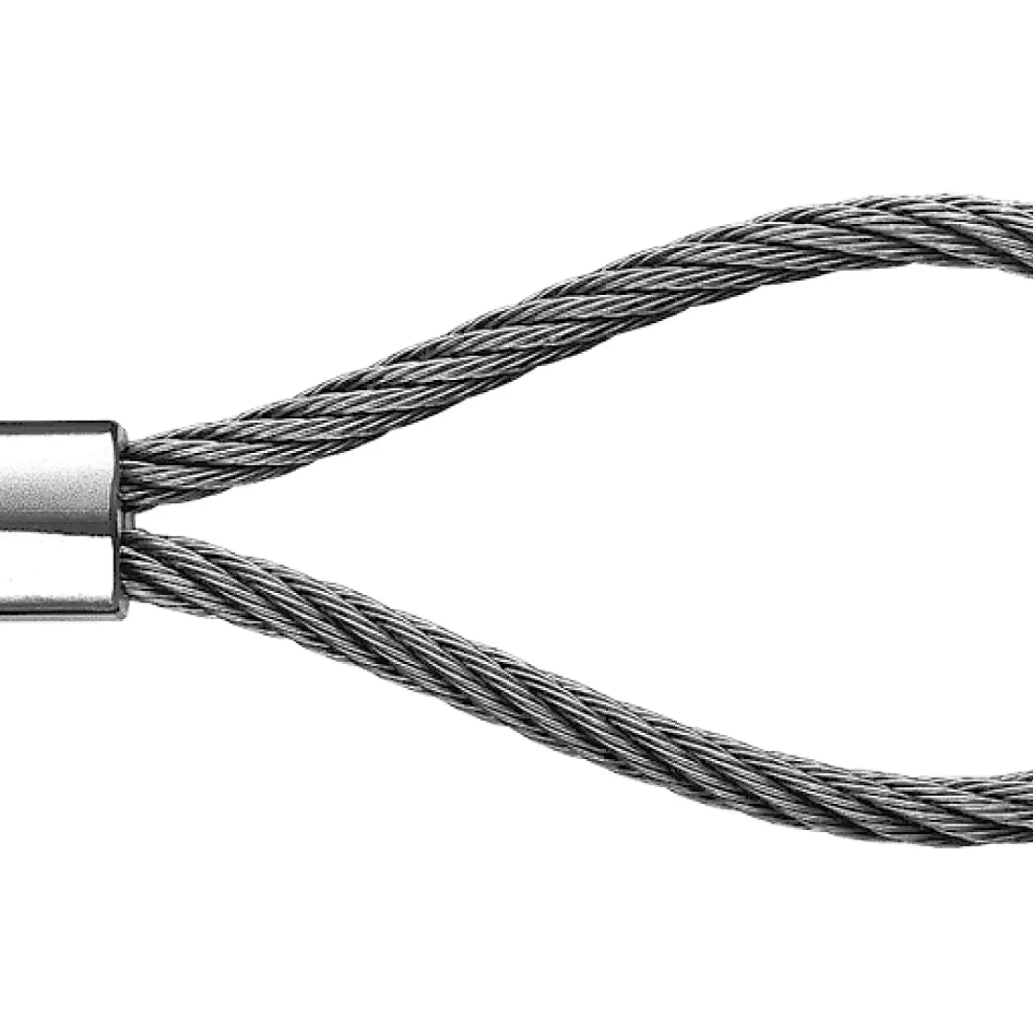 Loop with stainless steel sleeve swaged without thimble