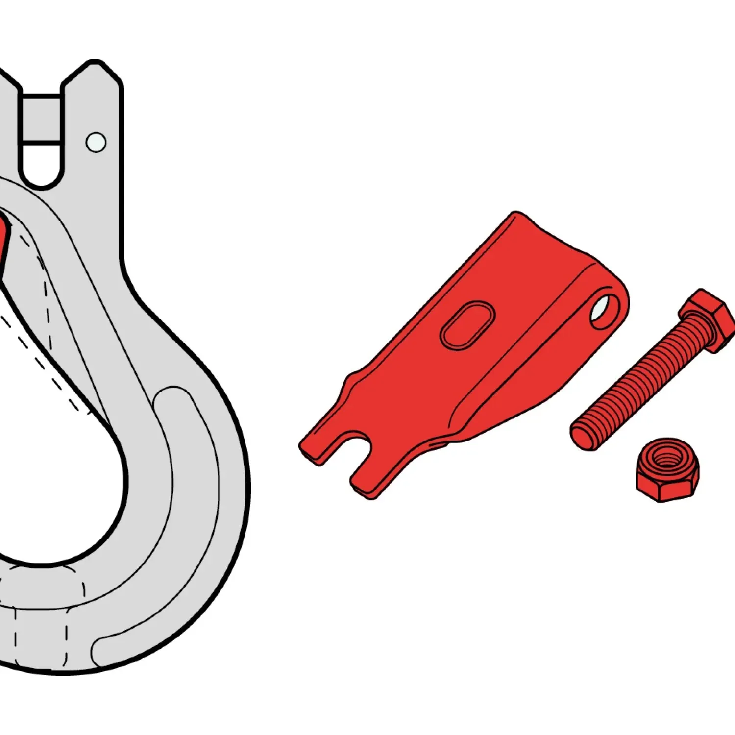 Replacement safety latch kit for hook type GKH