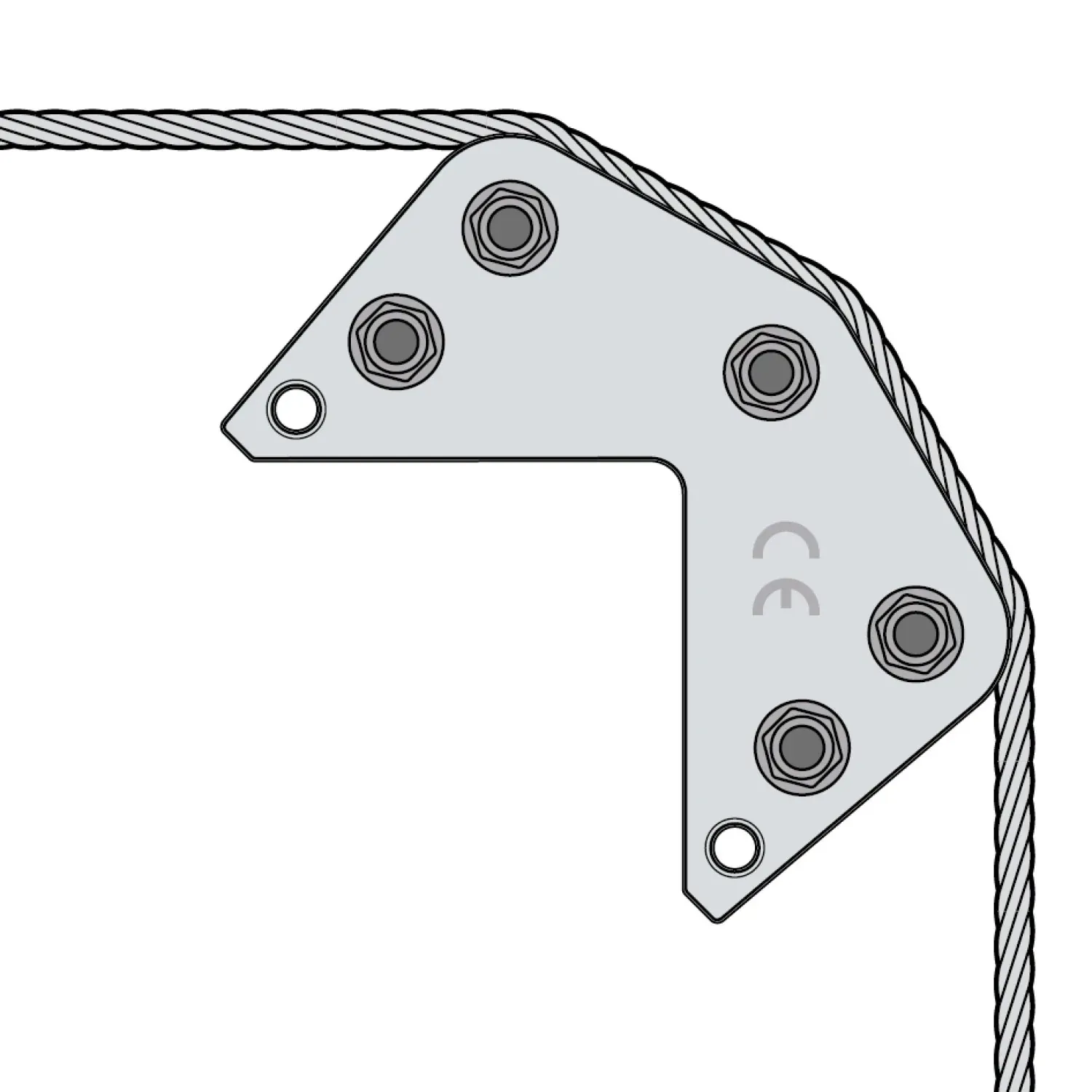 Rope deflection roller 90°