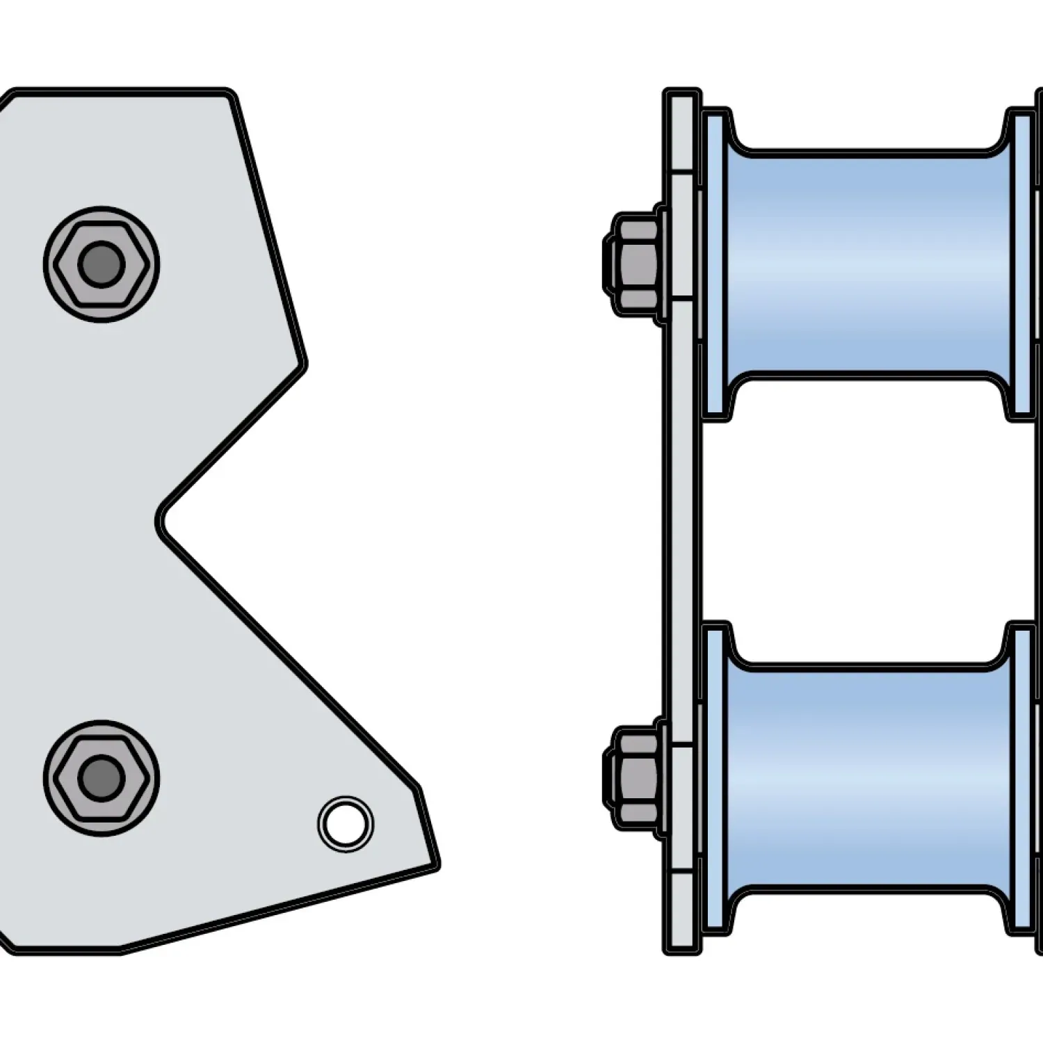 Rope deflection roller simple