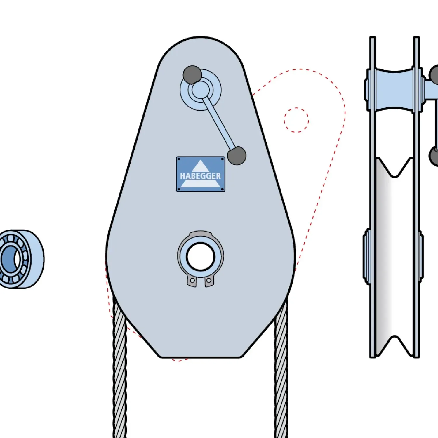 Rope pulley ST-A 1-roller, with ball bearing 128 kN