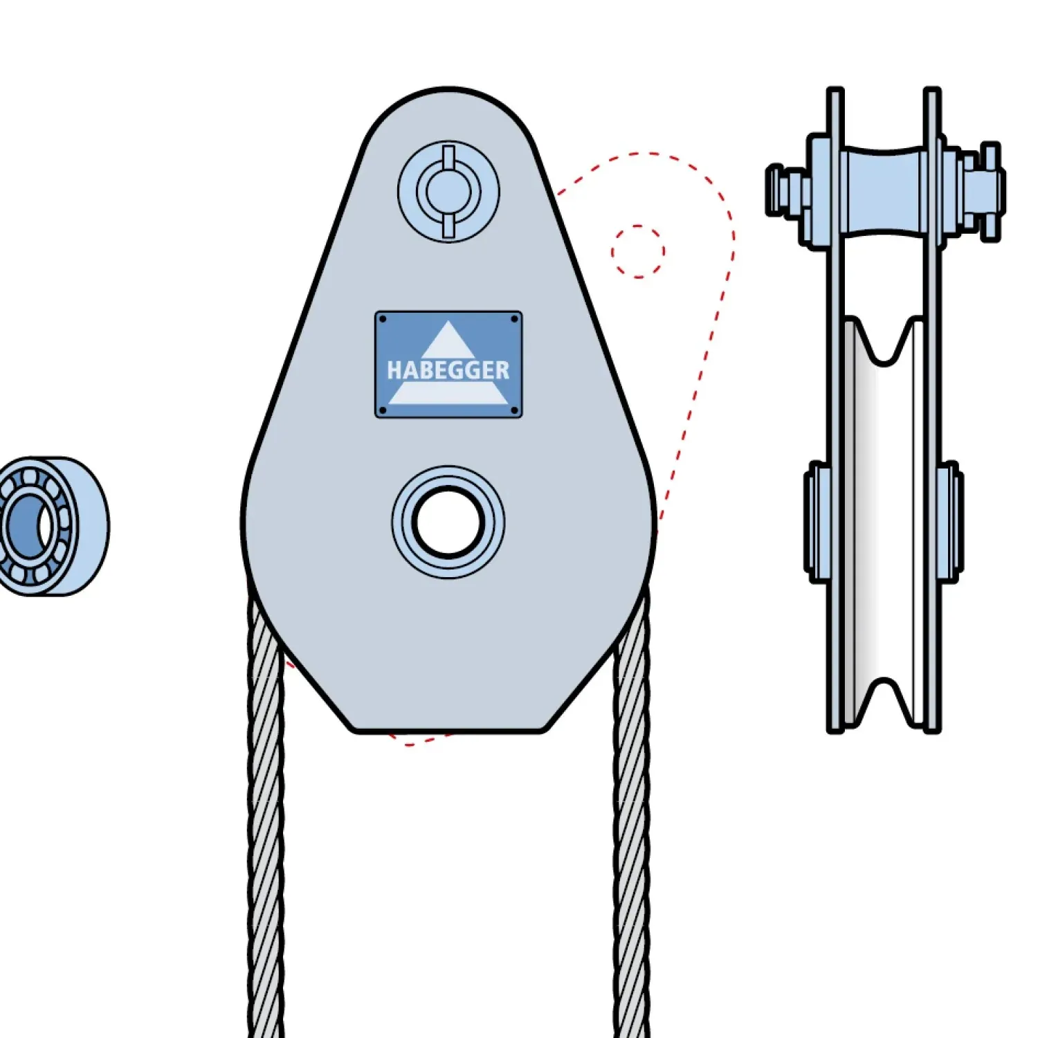 Rope pulley ST-A 1-roller, with ball bearing 64 kN