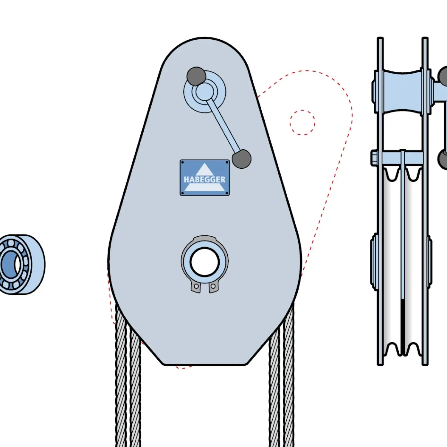 Rope pulley ST-A 2-roller, with ball bearing 128 kN