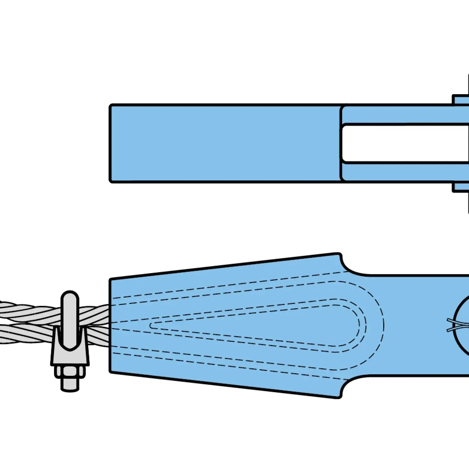Rope socket with wedge and wire rope clip