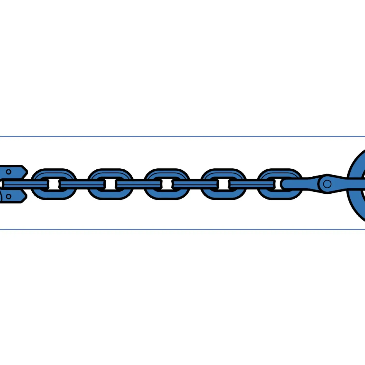 Square-link pulling chain with suspension link and clevis hook
