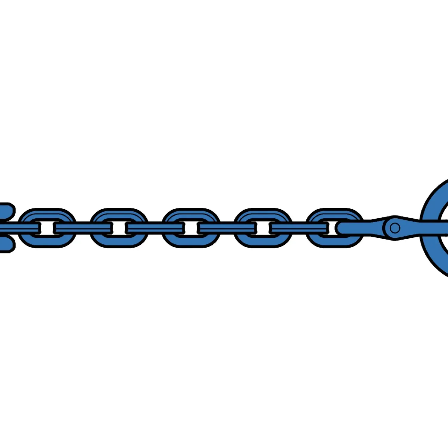 Square-link pulling chain with suspension link and sling hook