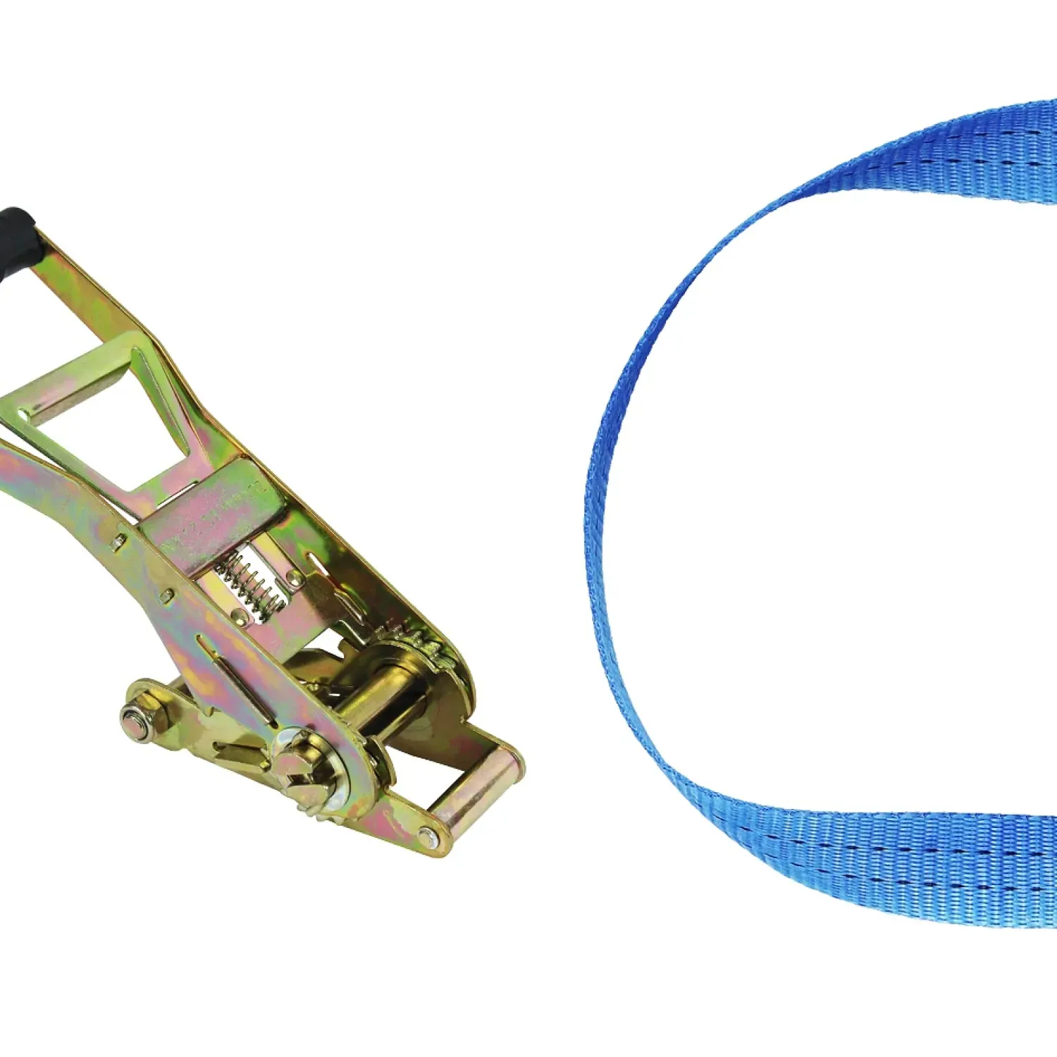 Strap assemblies with two-piece long-sleeve pull ratchet