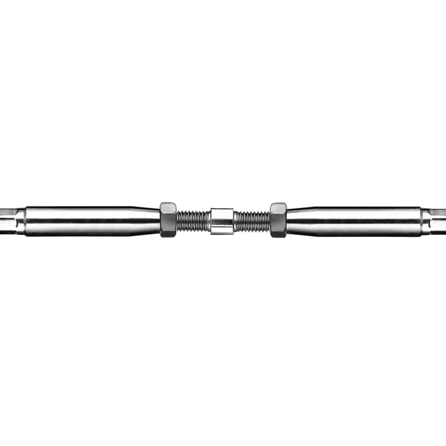 Tensioning screw assembled with internal thread ends swaged for rope Ø 10 - 16 mm