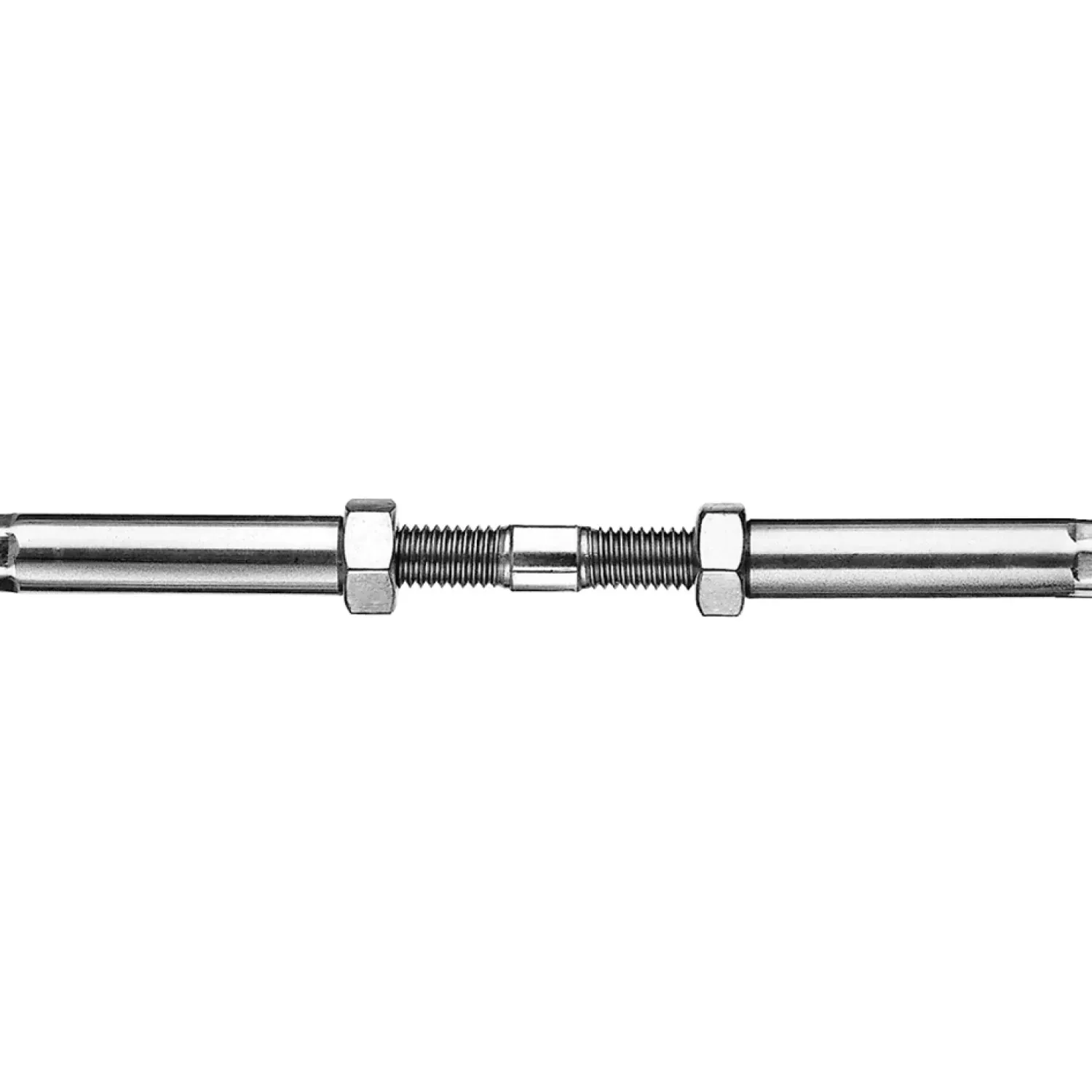 Tensioning screw assembled with internal thread ends swaged for ropeØ 2 - 8 mm